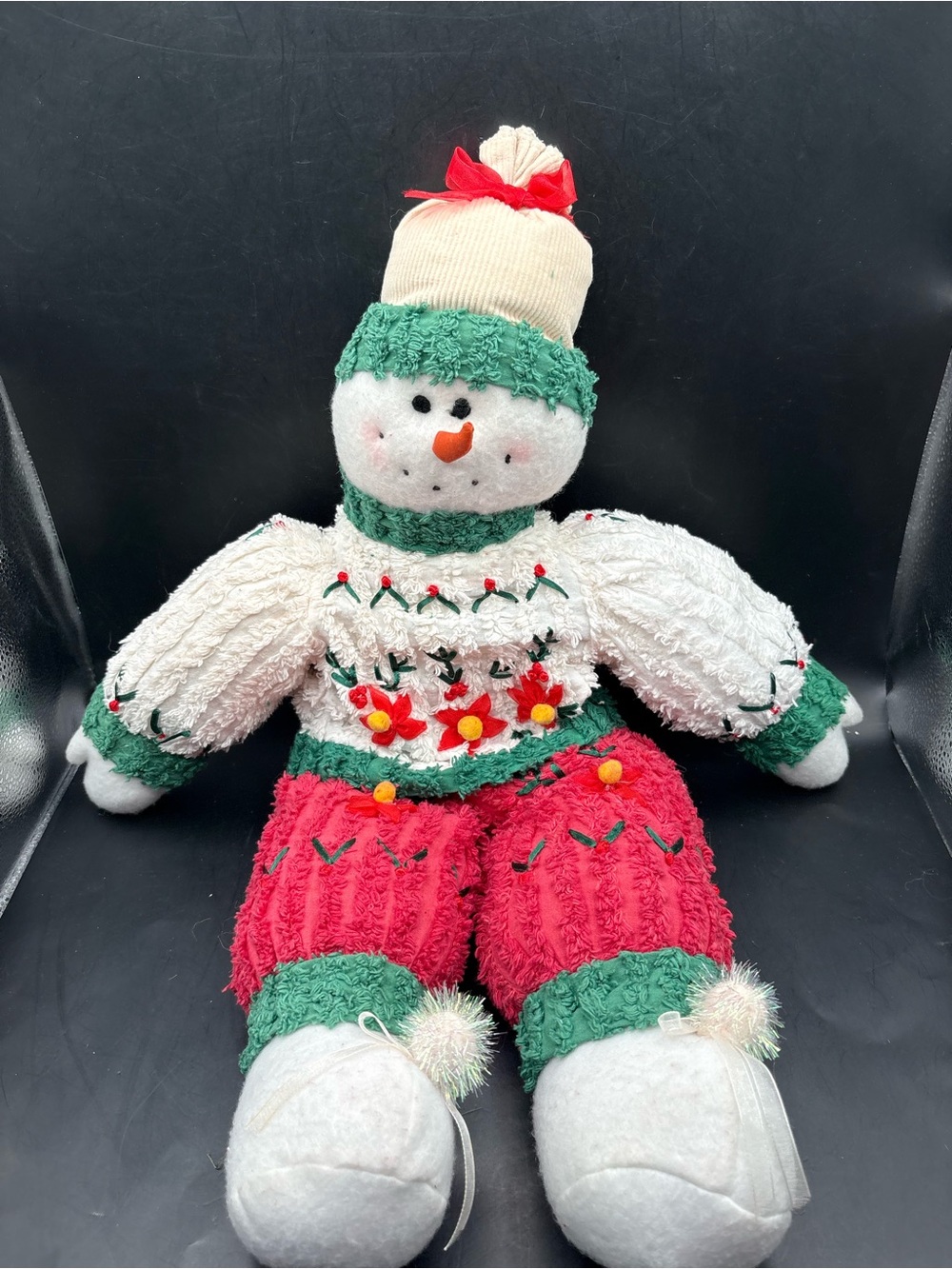 Chenille Snowman Sitting Weighted Bottom Christmas Winter